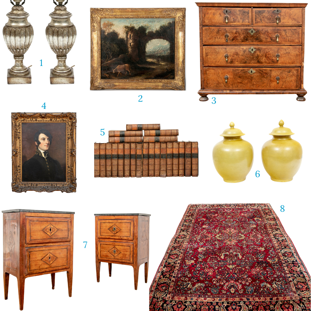 A variety of unique antiques offered by Black Rock Galleries in their Bronxville Online Estate Auction at BRG-Bridgeport
